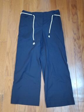 Talbots Twill Wide Leg Pant Size 8 Navy